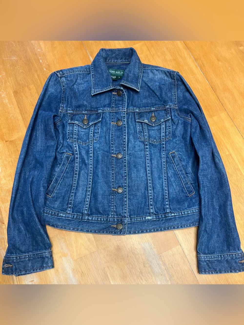 Lauren Jeans Co. Ralph Lauren Dark Wash Denim Trucker Jean Jacket, Size Small.